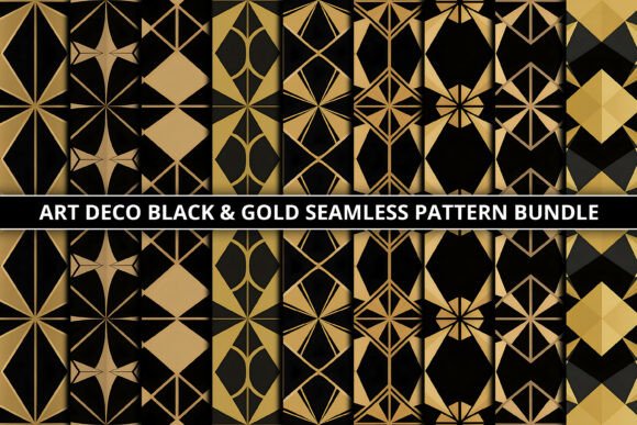 Art Deco Black Gold Pattern Bundle