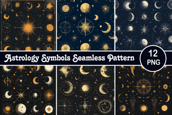 Astrology Symbols Seamless Pattern: A Digital Art Collection for Creatives and Businesses