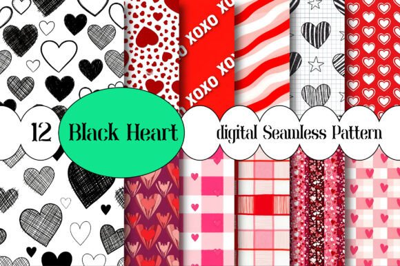 Black Heart Valentine Seamless Pattern