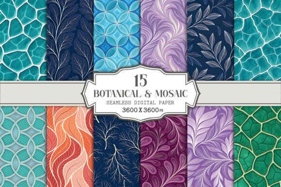 Botanical Mosaic Seamless Pattern Bund