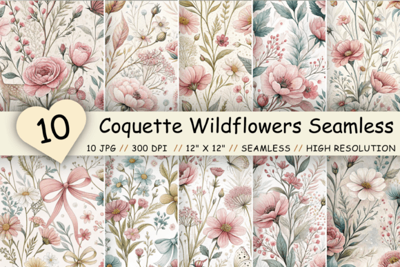 Coquette Wildflowers Seamless Pattern: A Versatile Digital Design for Creative Projects