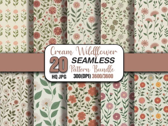 Cream Wildflower Pattern Bundle