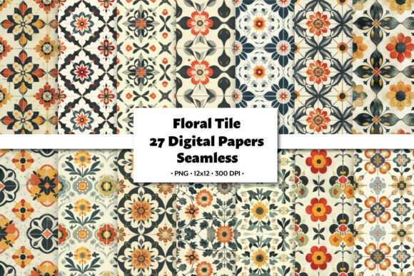 Floral Tile Seamless Pattern