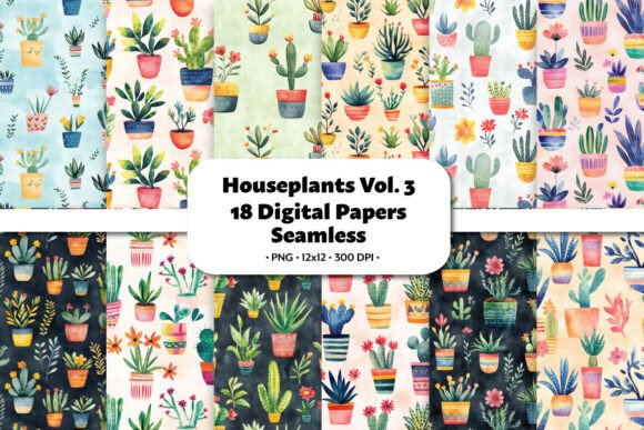 Houseplants Seamless Pattern Vol.3: A Botanical Design Resource for Creative Professionals