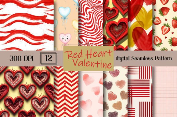 Red Heart Valentine Seamless Pattern