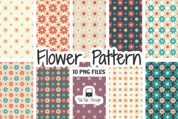 Retro Daisy Flower Pattern PNG Bundle: A Versatile Resource for Digital Design