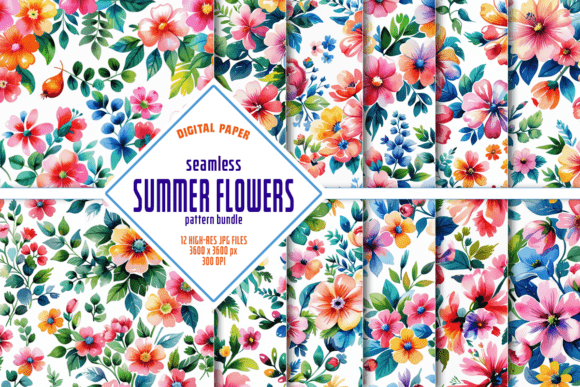 Seamless Summer Flowers Pattern Bundle: A Versatile Resource for Creative Projects