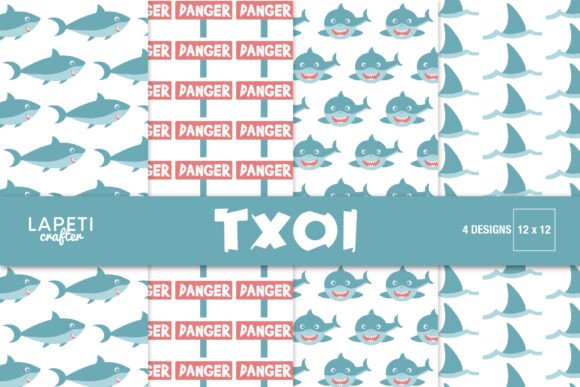 Shark Party Digital Paper 12x12
