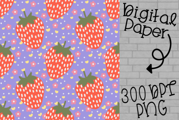 Strawberry Digital Paper, Seamless