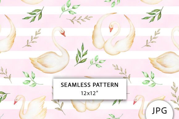 Swan Seamless Pattern, Romantic Paper: A Versatile Design for Creative Projects