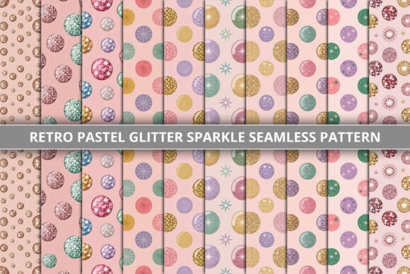 Uncover the Magic of Retro Chic with the Pastel Glitter Sparkle Pattern Bundle