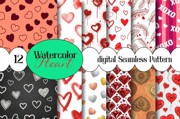 Watercolor Heart Seamless Pattern