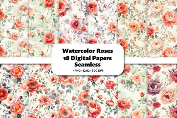 Watercolor Roses Vol.1 Seamless Pattern: A Versatile Design for Creative Projects